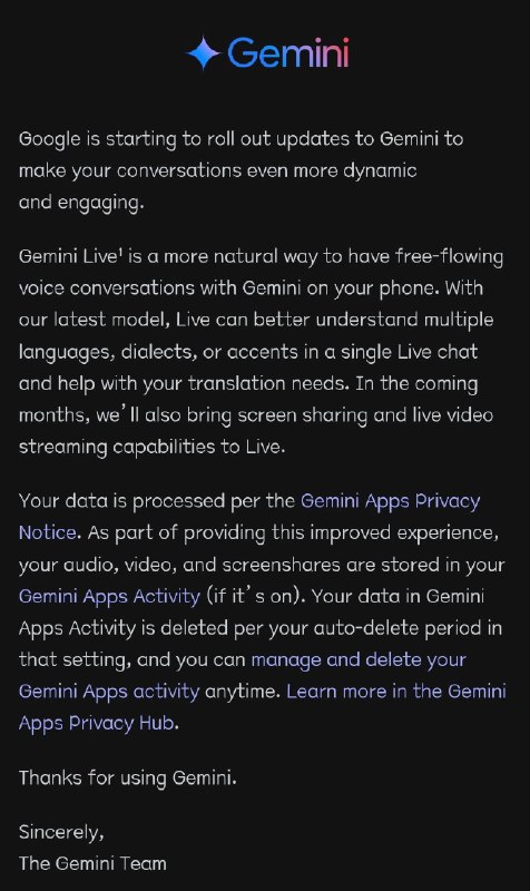 Google推出Gemini更新，增强对话互动Google宣布推出Gemini Live，旨在显著提升语音对话体验，其具备更强的语言理解能力，能够在同一对话中识别并处理多种语言、方言及口音，进一步提高翻译精度