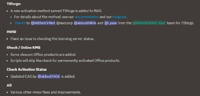 TSforge破解Windows激活机制，提供离线激活解决方案MAS团队发布了名为“TSforge”的工具，揭示了一个强大的激活漏洞，该漏洞能够激活自Windows 7以来的所有版本，以及Office 2013及以后的所有Office版本和Windows插件