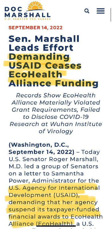 马斯克指控USAID资助新冠研究美国国际开发署（USAID）被指通过向EcoHealth Alliance提供5300万美元资金进行冠状病毒功能增益研究